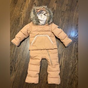 Deux par Deux Tan Snowsuit with Detachable Faux Fur Hood